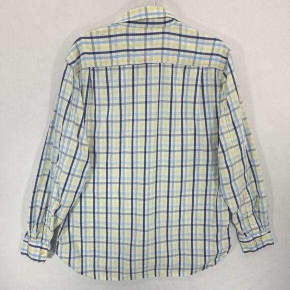 Tommy Bahama Shirt Mens L Blue Yellow Plaid Pinehurst Putter Boy Cuff Button Up - Picture 8 of 11